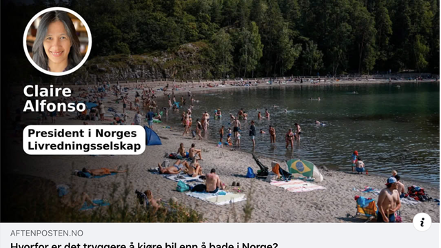 NLS i Aftenposten: Hvorfor er det tryggere å kjøre bil enn å bade?